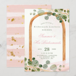 Convite Eucalyptus Bridesmaids Luncheids, cor-de-rosa, em 