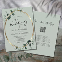 Eucalyptus Calliografia Código QR RSVP Sage Weding