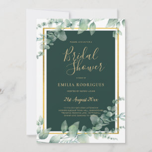 Convite Eucalyptus CHÁ DE PANELA Verde Código QR Dourado I
