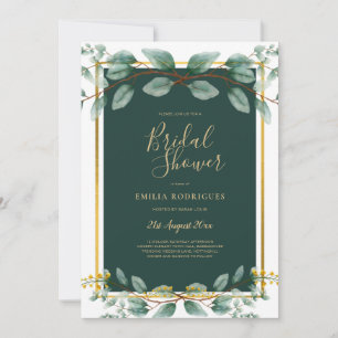 Convite Eucalyptus CHÁ DE PANELA Verde Código QR Dourado I