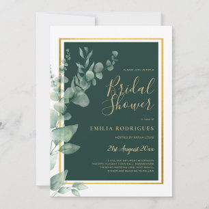 Convite Eucalyptus CHÁ DE PANELA Verde Código QR Dourado I
