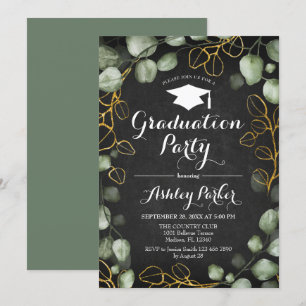 Convite Eucalyptus Chalkboard Wreath Festa de formatura