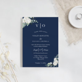 Convite Eucalyptus Cotton | Marinho Moderno Casamento de M