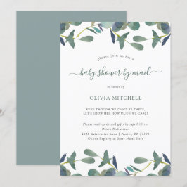 Convite Eucalyptus Crest Green Deixa Chá de fraldas Por Co
