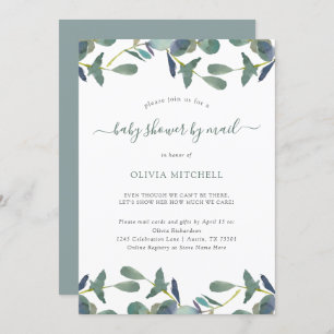 Convite Eucalyptus Crest Green Deixa Chá de fraldas Por Co