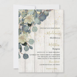 Convite Eucalyptus Deixa Casamento Dourado De Madeira Rúst