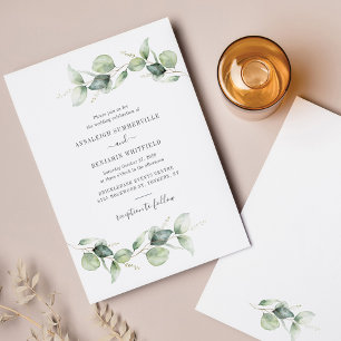 Convite Eucalyptus Deixa Casamento Russo Verde