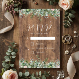 Convite Eucalyptus Dusty Rose RSVP Card | Greenery Floral