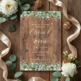 Convite Eucalyptus Dusty Rose Wedding Invitation | Florals
