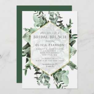Convite Eucalyptus e Greenery Watercolor Bridal Brunch