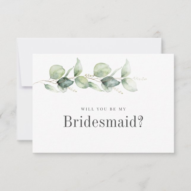 Convite Eucalyptus É Minha Proposta De Bridesmaid (Frente)