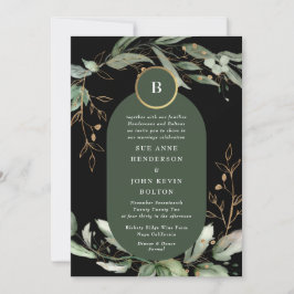 Convite Eucalyptus Emerald, Dourado preto Premium