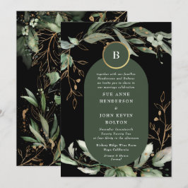 Convite Eucalyptus Emerald, Dourado preto Premium