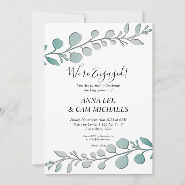 Convite Eucalyptus | Estamos comprometidos (Frente)