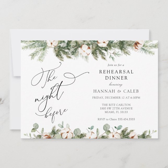 Convite Eucalyptus Evergreen Night Antes Do Janto De Ensai (Frente)