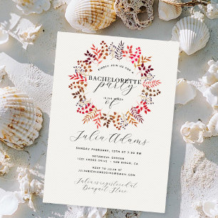 Convite Eucalyptus Fall Leaf Wreath Festa de solteira