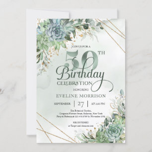 Convite Eucalyptus faux gold 50th