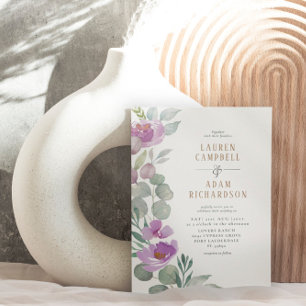 Convite Eucalyptus floral, Casamento Verde e rosa