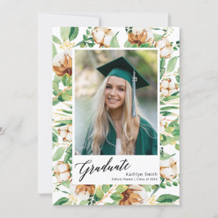Convite Eucalyptus Floral Greenery Script Photo Graduaçã