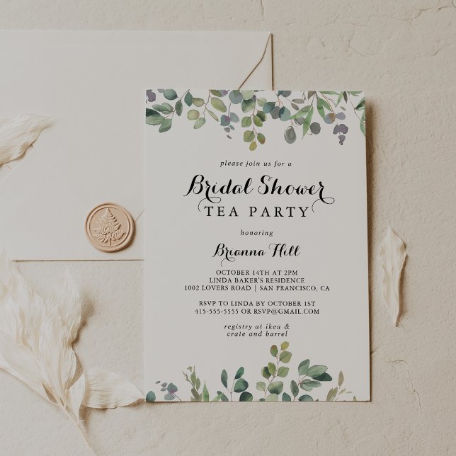 Convite Eucalyptus Foliage Delight Tea Party (Criador carregado)
