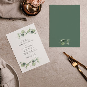 Convite Eucalyptus Foliage Greenery Script Moderno Casamen