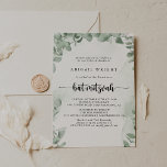 Convite Eucalyptus Foliage Verde Clássico Bat Mitzvah<br><div class="desc">Este clássico convite verde de eucalipto foliage bat mitzvah é perfeito para um morcego mitzvah rústico. A design apresenta lindas folhas verdes de eucalipto com aquarela.</div>