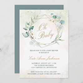 Convite Eucalyptus Geométrico Gênero Chá de fraldas Neutro