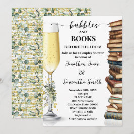 Convite Eucalyptus Gold Bubbles & Books Couples Shower