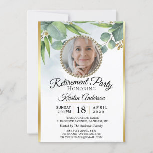 Convite Eucalyptus Goldish Retirement Party