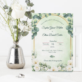 Convite Eucalyptus Green Botanical Sage Floral wedding