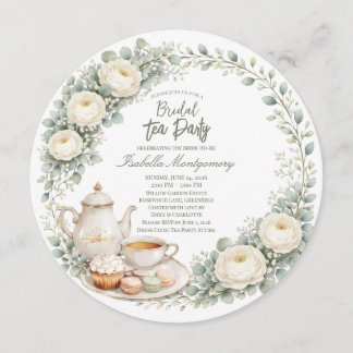 Convite Eucalyptus Green Palette Tea Party Bridal Shower