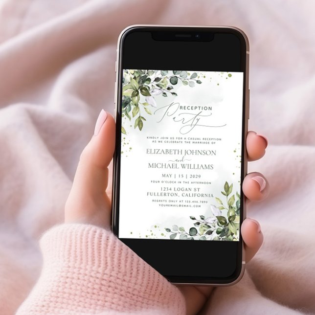 Convite Eucalyptus Green Reception Party (Criador carregado)