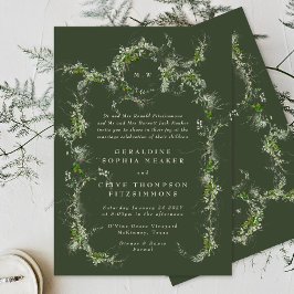 Convite Eucalyptus Green Wreath | Cream Monogramas Wedding
