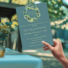 Convite Eucalyptus Green Wreath Dois Torna-Se Um Casamento