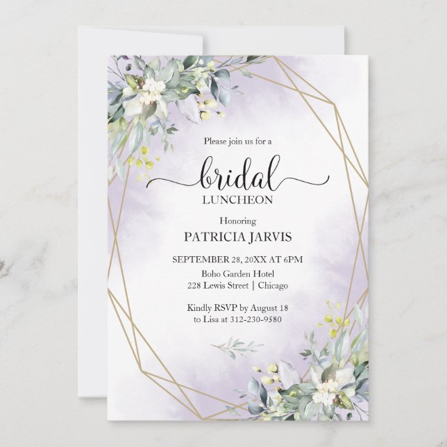 Convite Eucalyptus Greenery Almofada Geométrica (Frente)