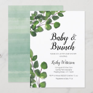 Convite Eucalyptus greenery baby brunch chá de fraldas