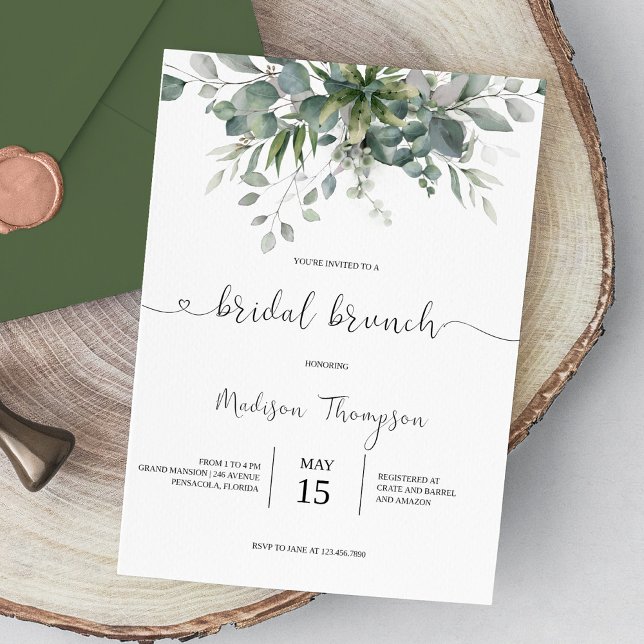 Convite Eucalyptus Greenery Bridal Brunch (Criador carregado)