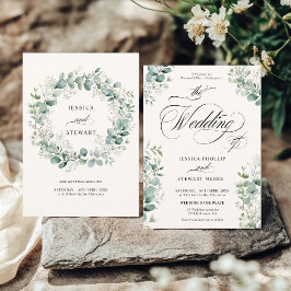 Convite Eucalyptus Greenery Casamento de Script Elegante