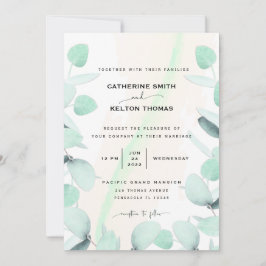 Convite Eucalyptus Greenery Casamento Simples e Moderno
