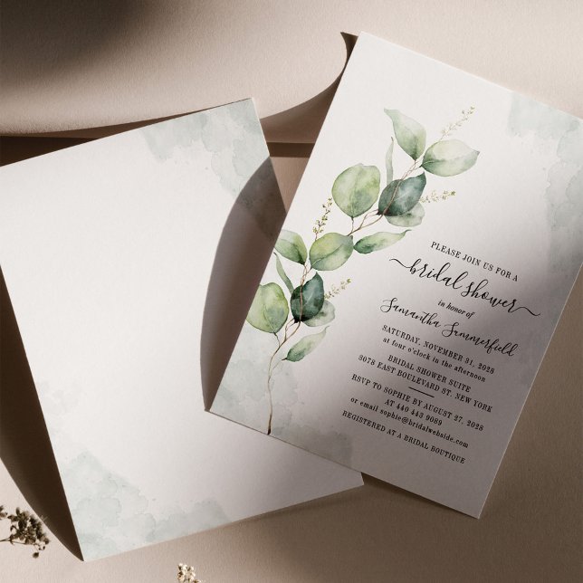 Convite Eucalyptus Greenery Chá de panela Botânico (Eucalyptus Foliage Botanical Bridal Shower Invitation)