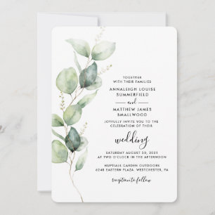 Convite Eucalyptus Greenery Código QR Tudo em Um Casamento