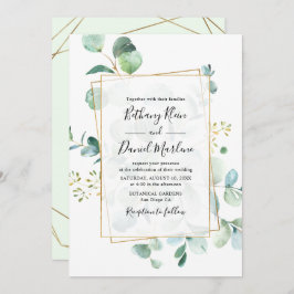 Convite Eucalyptus Greenery com Casamento Geométrico