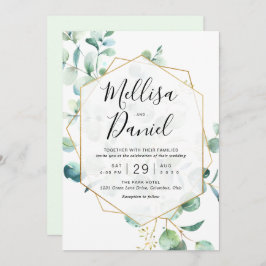 Convite Eucalyptus Greenery com Quadro Geométrico