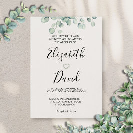 Convite Eucalyptus Greenery Desenhou Coração