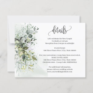 Convite Eucalyptus Greenery Detalhes do Casamento Inserir