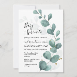 Convite Eucalyptus Greenery & Dourado Baby Sprinkle Invita