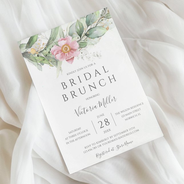Convite Eucalyptus Greenery Dourado deixa Bridal Brunch (Criador carregado)