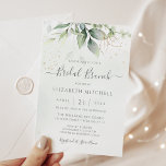 Convite Eucalyptus Greenery Dourado deixa Bridal Brunch<br><div class="desc">Bonito convite para brunch bridal com aquarela eucalipto e folhas de ouro.</div>