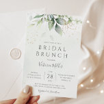 Convite Eucalyptus Greenery Dourado deixa Bridal Brunch<br><div class="desc">Bonito convite para brunch bridal com aquarela eucalipto e folhas de ouro.</div>