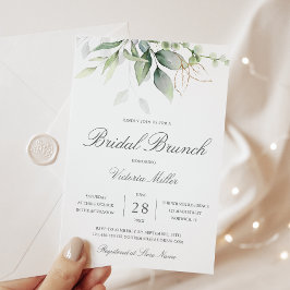 Convite Eucalyptus Greenery Dourado deixa Bridal Brunch